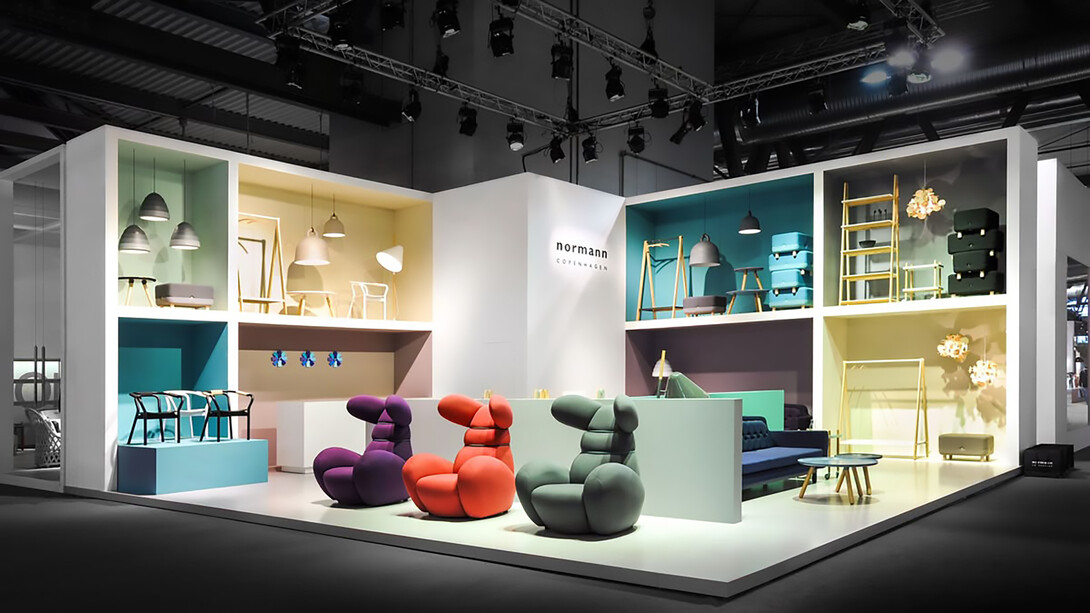 Normann Copenhagen design furniture displayed in an exhibition