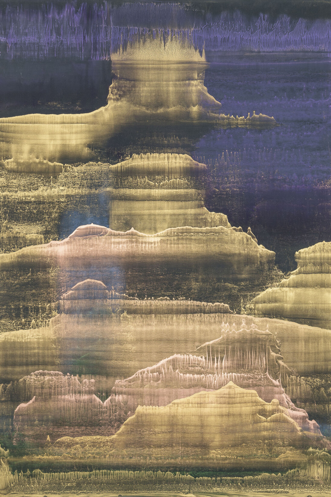 Matteo Montani, Hymn #1, 2017, olio e polveri su carta abrasiva montata su tela, 140x100 cm