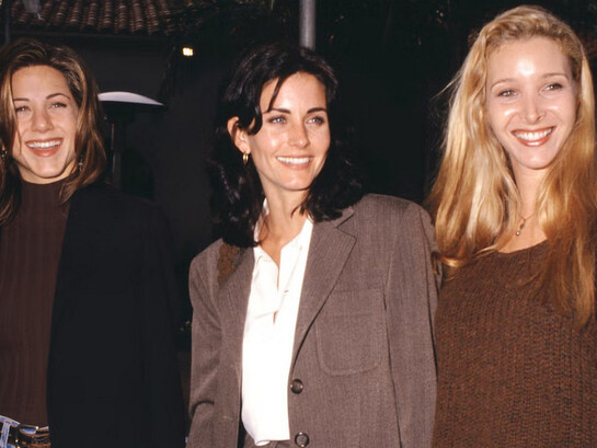 Jennifer Aniston, Courteney Cox, and Lisa Kudrow, played iconic characters in the TV show Friends (1994). Photo by © Ron Davis