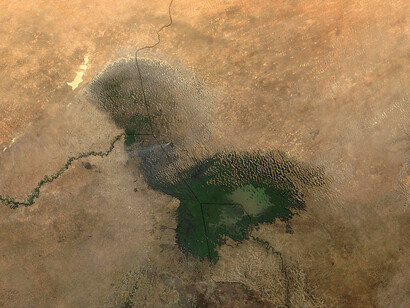 Vista del lago Ciad dal satellite, 11 settembre 2015