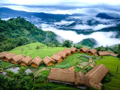 Villaggio in un paesaggio naturale, Vietnam