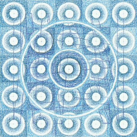 Magical night #2, coloured pencil on paper, 13 x 13 cm, Mark Weighton, 2011