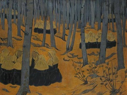 Paul Sérusier, _Bretonnes. Réunion dans le Bois Sacré_, ca.1891-1893, huile sur toile, 72 x 92 cm. Collection privée