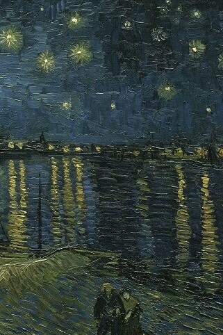 Detalle de "Noche estrellada sobre el Ródano", óleo sobre lienzo, Vincent Van Gogh, 1888