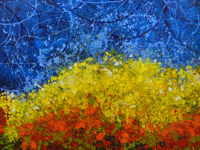 Peter W. Hart, Electric Series 1, Acrylic & Mixed Media on Canvas, 48” x 48”, Courtesy of Agora Gallery 