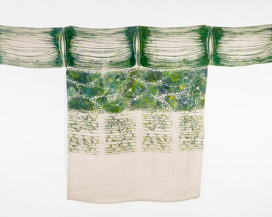 Barbara Stutz, Swiss, b. 1994, Bamboo–A Close Up, 2017, Screenprinted cotton leno weave
Center back length: 125.7 cm (49 1/2 inches)
TL54.2017.29