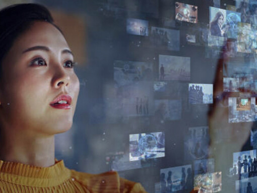 A young woman frequently checks the news on her phone, navigating political deepfakes, AI-generated fake news, and disinformation campaigns