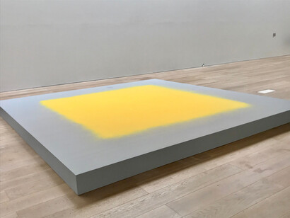 Laib, Wolfgang. Pollen from Hazelnut. 2015-2018. Pollen from hazelnut. Dimensions variable. Courtesy: Kenji Taki Gallery, Nagoya/Tokyo. Installation view: Listen to the Sound of the Earth Turning: Our Wellbeing since the Pandemic. Mori Art Museum, Tokyo, 2022 © Alma Reyes