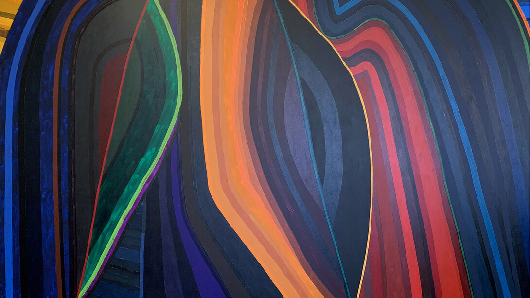 June Edmonds, Ahead, Behind, Beneath, 2021. Acrylic on canvas, 72 x 122 in (182.9 x 309.9 cm). © June Edmonds. Courtesy of Luis De Jesus Los Angeles