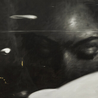 Omar Galliani, Felden lake, 2016, olio su tela, cm 200x330