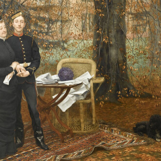 James Tissot, L’impératrice Eugénie et le prince impérial dans le parc de Camden
Place, Chislehurst, 1874-1875, huile sur toile, Musée national du palais de Compiègne.
Photo © RMN - Grand Palais. Photo : Franck Raux