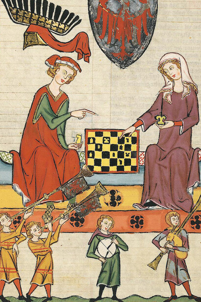 Lámina del Codex Manesse, copiado e iluminado entre 1305 y 1340