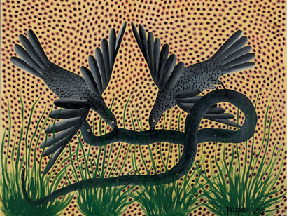 Pilipili Mulongoy, Untitled, 1955, Gouache and oil on paper, 46 x 53 cm, Musée royal de l’Afrique centrale, Tervuren, H.O.1.744 © Pilipili Mulongoy, Photo © MRAC Tervuren