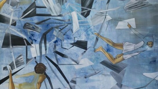 Christian Bazant, Hegemark Moirai Öl, Kohle auf Leinwand, 2012, 180x250cm