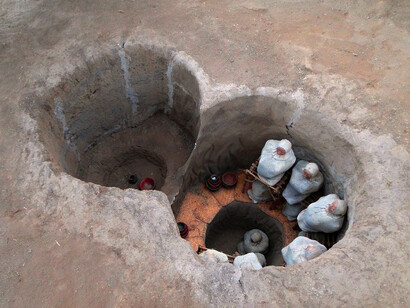 Recreación de entierro múltiple, cultura Quitu. Museo de sitio La Florida