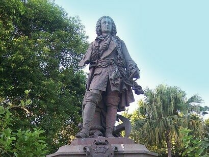 Saint Denis, statua a Mahe De La Bourdonnais, che ha dato il nome a Mahè Seychelles, Mauritius
