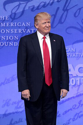 President Donald Trump addressing the audience at the 2017 Conservative Political Action Conference (CPAC) in National Harbor, Maryland, USA