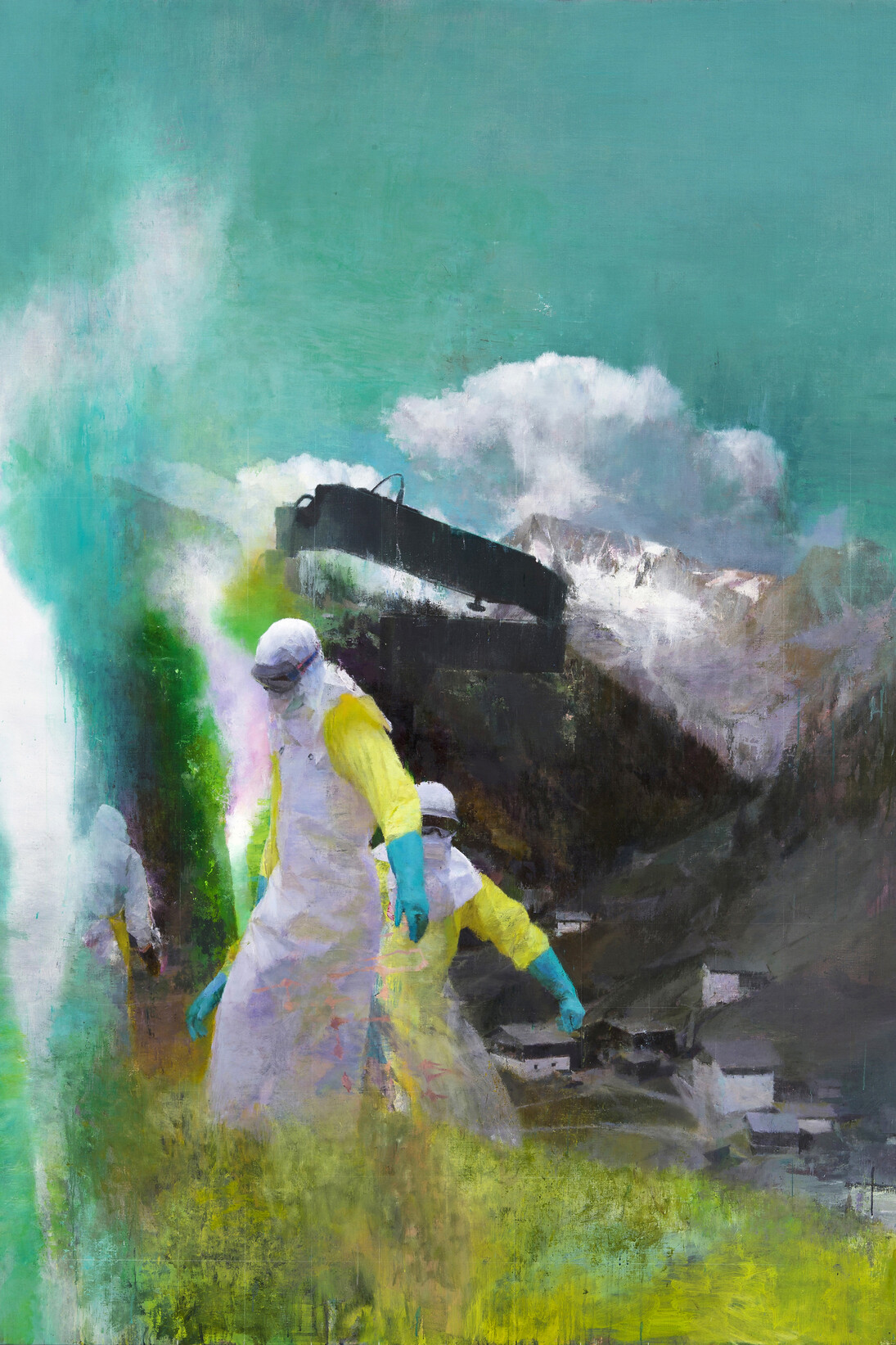 Justin Mortimer, Der Besucher, 2014, Oil on canvas, 240 × 190 cm © Justin Mortimer, courtesy Parafin, 2015