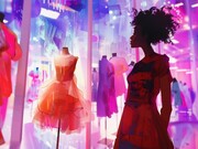 Composición de estilo de arte digital con estudio de diseño de moda