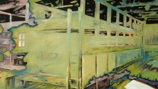 Anton Kuznetsov, Plank-bed, 2013, Oil on canvas, 90 × 139 cm, Courtesy the artist and GRAD