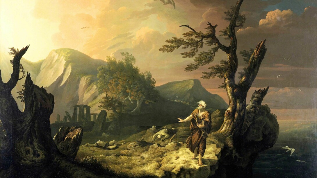 El bardo, 1774, del artista galés Thomas Jones. Óleo sobre lienzo, perteneciente actualmente al Museo Nacional de Gales en Cardiff