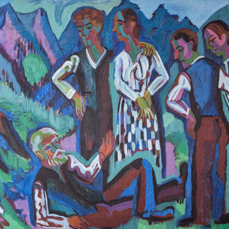 Ernst Ludwig Kirchner, Sonntag der bergbauern [Mountain peasants 
on sunday] (detail), 1923-24/26. Courtesy of Kunsthalle Bern