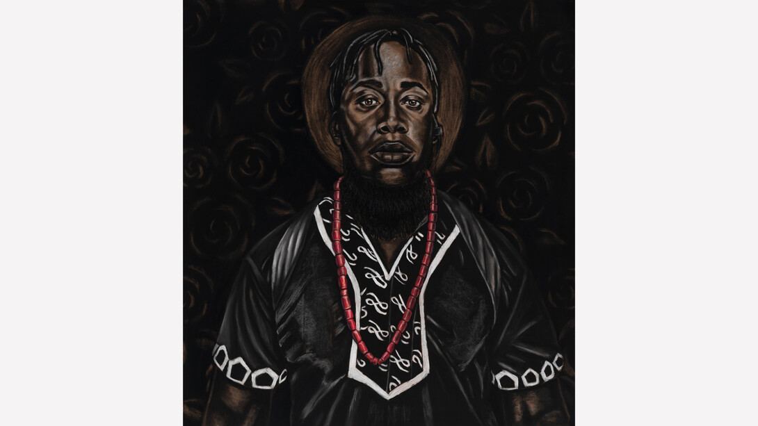  Alpha Massaquoi, Mentor of the Year, 2020. Charcoal on Paper, 60” x 58”. Courtesy of the artist and Kingston Gallery
