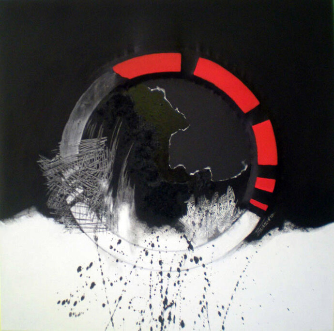 Piero Baiamonte, Movimento dinamico, 2011, olio su tela estroflessa, 60 x 60 cm