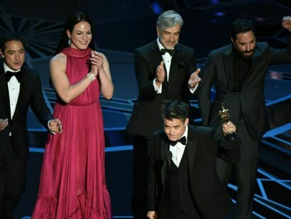 Director y actores de la película en la gala de los Óscar