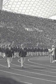 Ouverture des jeux Olympiques 1972. L'époque de la Guerre froide a été le théâtre d'une rivalité intense et omniprésente entre les États-Unis et l'Union soviétique © By Radu Cristescu Agrepress, Comité Olympique sportif roumain