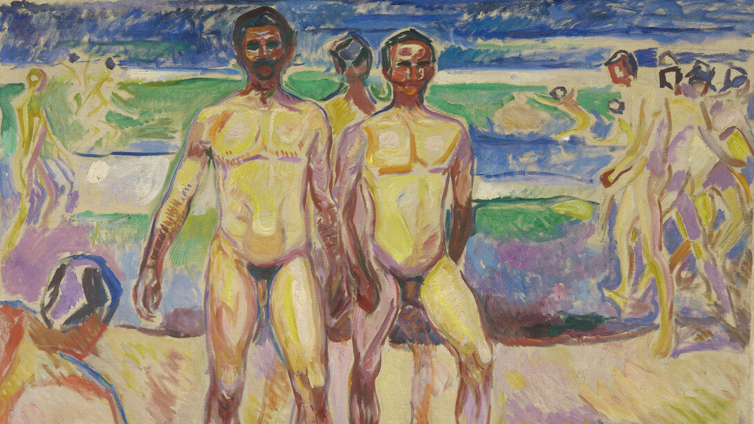 Edvard Munch, Uomini che fanno il bagno, 1913–1. Cortesia di Palazzo Bonaparte