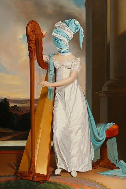 Ewa Juszkiewicz, The harpist (after Thomas Sully) (detail), 2023. Courtesy of Museo Nacional Thyssen-Bornemisza