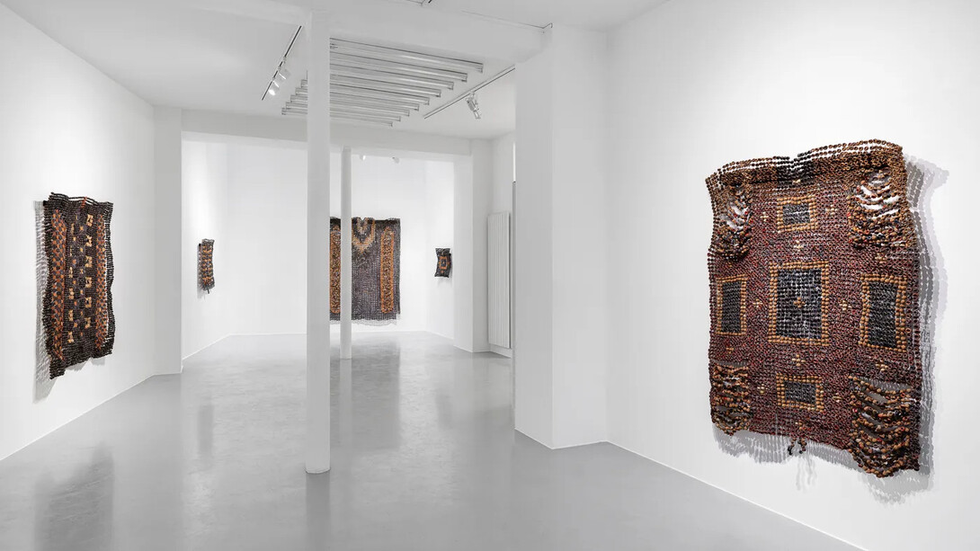 Ozioma Onuzulike, Shield, exhibition view. Courtesy of Afikaris Gallery