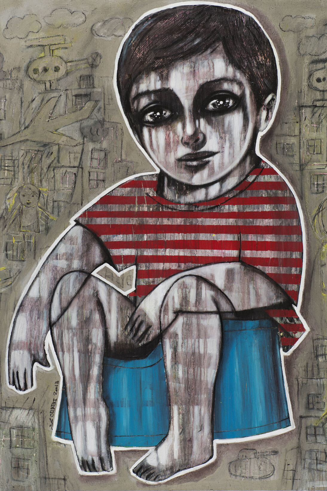 Mohannad Orabi, Untitled, 2013, Mixed media on canvas, 180 x 160 cm