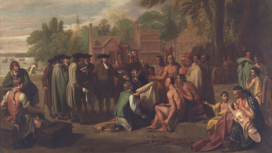 Benjamin West, Penn’s treaty with the indians (detail), 1771–1772. Courtesy of PAFA