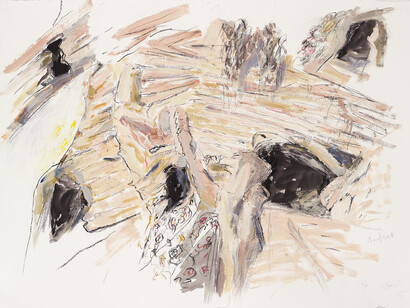 Mario Raciti, Anfratti, 2015, tempera, china e pastello su carta, 70 x 100 cm