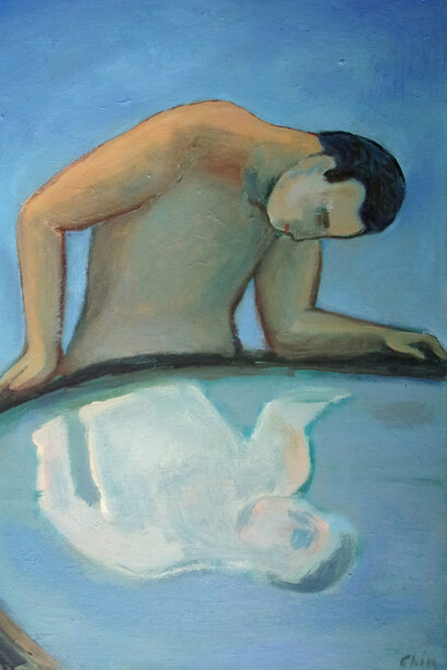 Sandro Chia: Narciso / Narcissus, oil on canvas, 2012, 65 x 54 cm