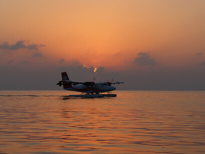 A seaplane in the Maldives