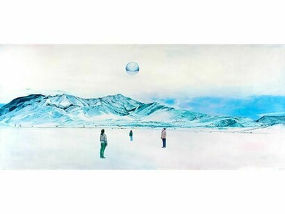 Nate Burbeck, “Sighting Near Scipio, Utah”, 28” by 64”, oil on canvas, 2011