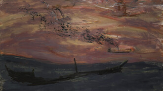 Luis Claramunt, Sin título (Naufragio negro rojo), 1997 (detalle). © Pedro Martínez de Albornoz