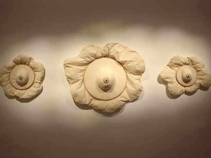 An art piece from the  Silia Ka Tung exhibition "the mushroom at the end of the world" at the Saraceno Art Gallery in Rome