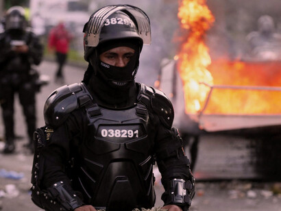 El ESMAD durante las protestas en Bogotá