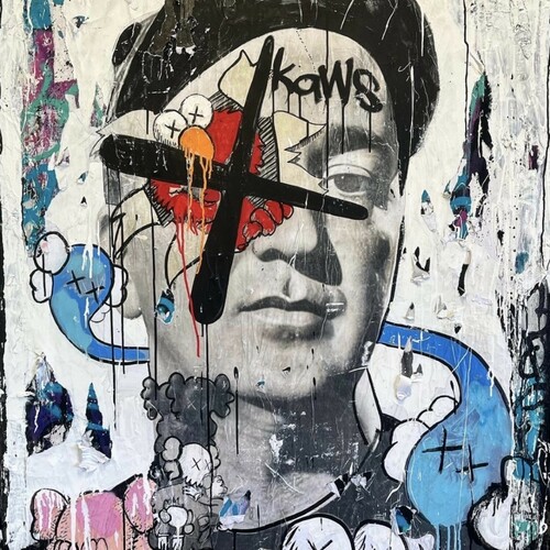 Andrew Cotton, The Kaws, mixed media on canvas, 60x48x2.50 in