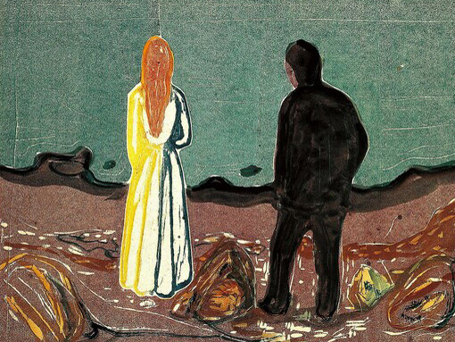 El individuo se encuentra solo. Ya no hay comunidad que lo arrope, ni contrato social que lo proteja. Edvard Munch (1863–1944). Dos seres humanos. Los solitarios. 1905, Munchmuseet, Oslo, Noruega