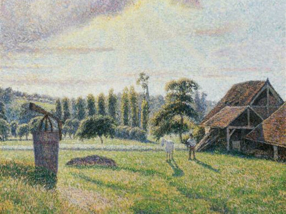Camille Pissarro, The Delafolie Brickyard at, Éragny (La Briqueterie Delafolie à Éragny), 1886-88, Oil on canvas, 58 x 72 cm (22 13/16 x 28 3/8 inches). Private collection