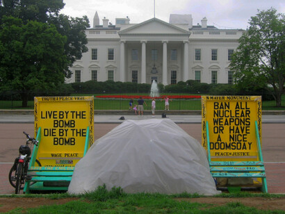 Longest White House Peace Vigil, created in 1981 by William Thomas, still maintained today