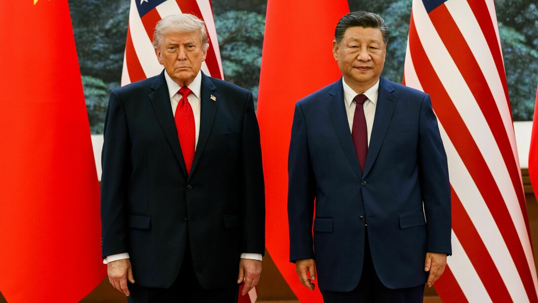 El presidente estadounidense Donald J. Trump y su homólogo chino Xi Jinping durante la ceremonia oficial de bienvenida en el Gran Palacio del Pueblo. Beijing, China, 14 de mayo de 2026