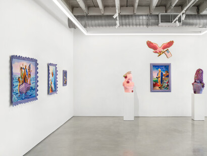 Moises Salazar Tlatenchi, Founding sisters, exhibition view. Courtesy of Mindy Solomon Gallery. Photo by Zachary Balbe
