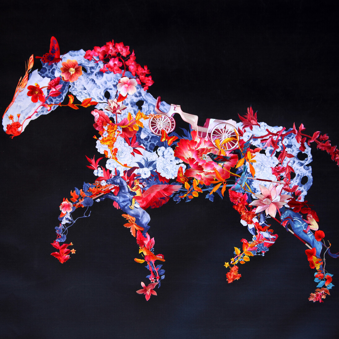Jacky Tsai, Floral Horse, 2015, courtesy of Jacky Tsai and The Fine Art Society 