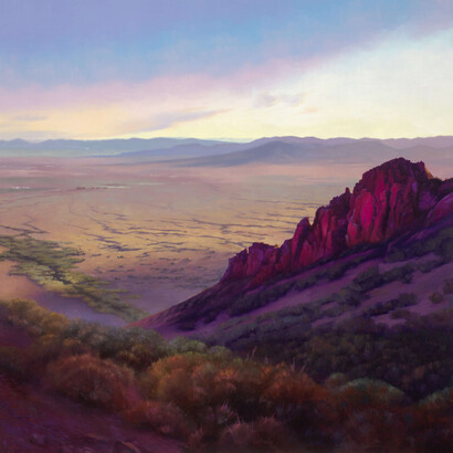 Kirsten Savage, Valley View, 2023, 48x48 inches. Courtesy of the artist and Abend Gallery